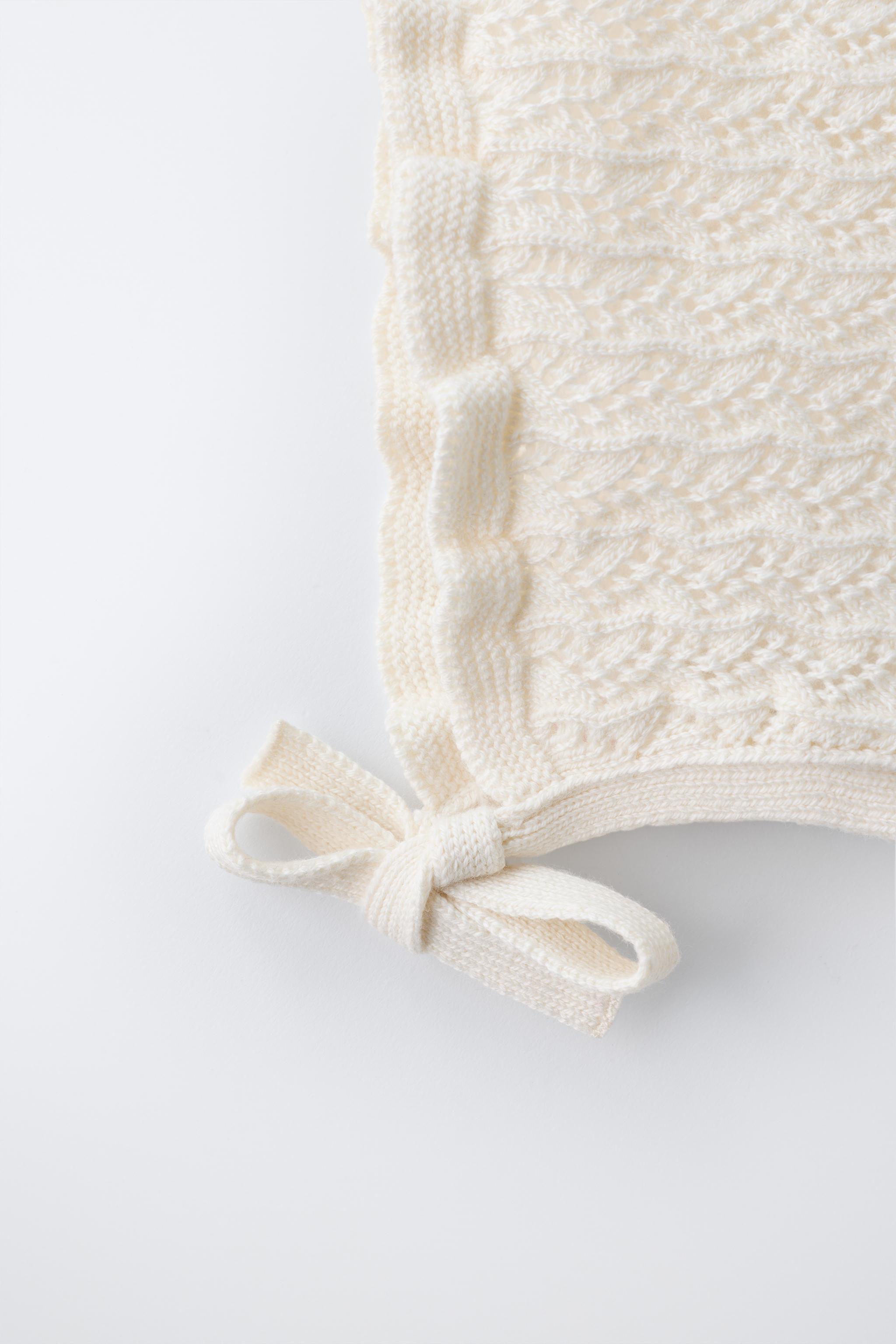 BONNET EN MAILLE AJOURÉ COTON ET SOIE